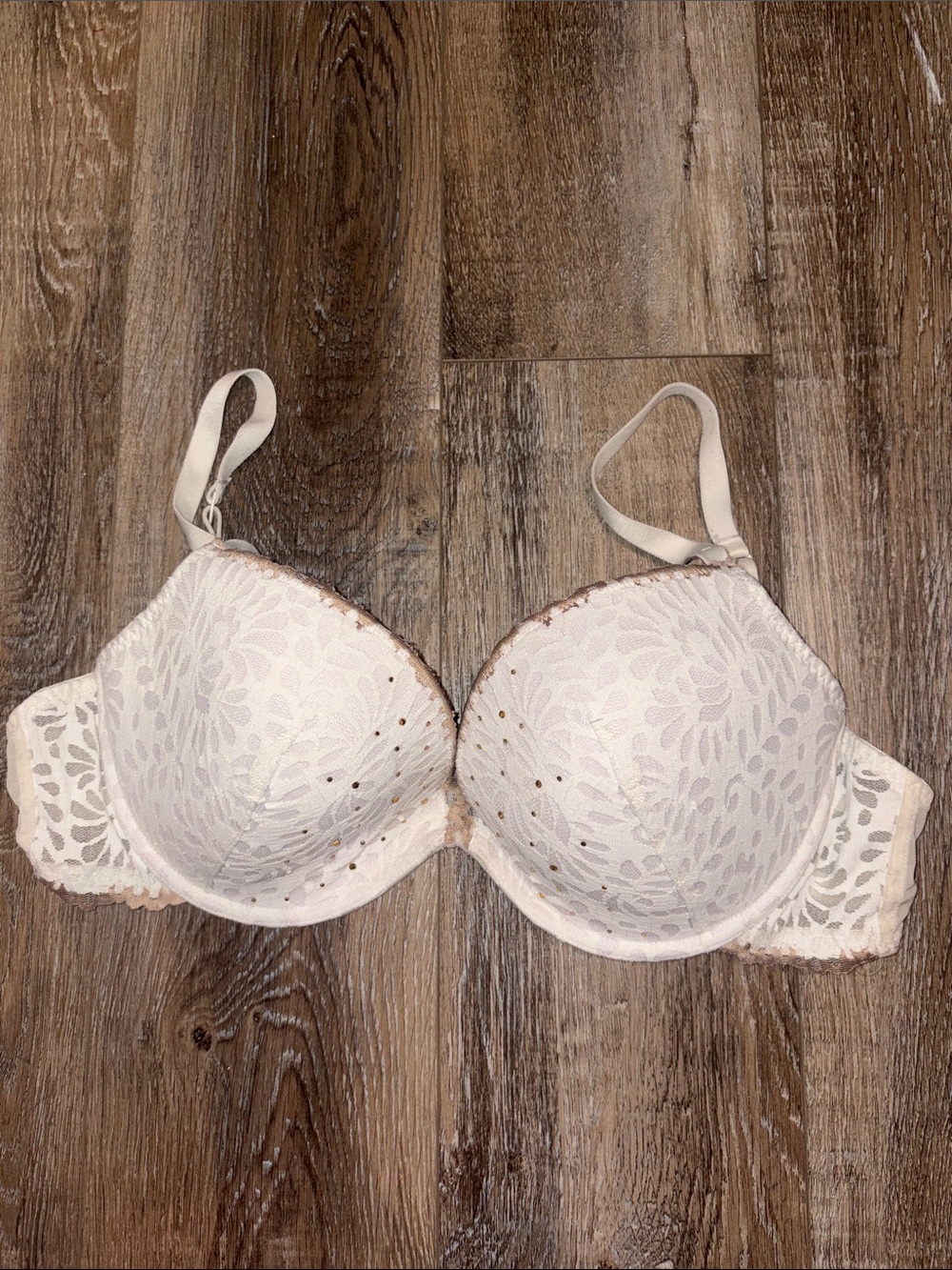 Lace-Detail T-Shirt Bra - Cream